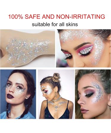 Sparkling White Body Glitter Gel for Face, Eyes, Hair - Long Lasting Mermaid Scales Makeup for Festival, Party, Halloween - Women, Kids - Buy Online on SooperMarket.com