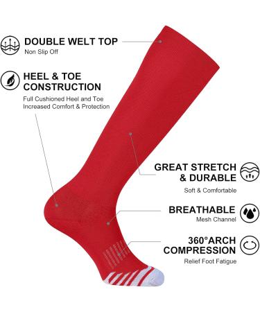 FITRELL Over-the-Calf Knee High Baseball Soccer Softball Socks (2 Pack) - Red - Medium - Buy Online on SooperMarket.com