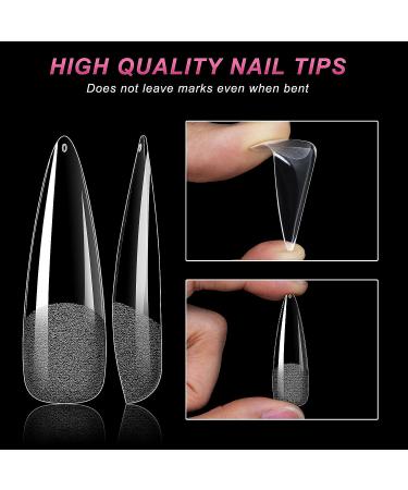 240PCS Clear Stiletto Nail Tips - Soft Gel False Nails for Salon-Quality Manicures at Home - Press On Nails in 12 Sizes - Square Nail Tips for DIY Extension - AOREAM - Buy Online on SooperMarket.com