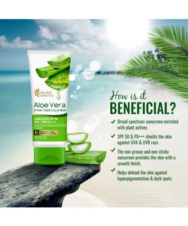 Buy Oriental Botanics Aloe Vera Green Tea Cucumber Sunscreen SPF 50 - 100ml | UVA/UVB Protection | International Shipping Available - Buy Online on SooperMarket.com