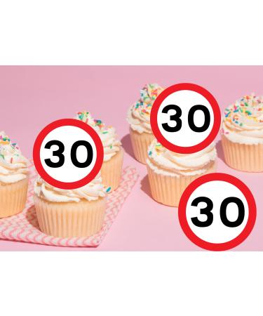 20 x EDIBLE PERSONALISED 30TH BIRTHDAY cupcake toppers wafer/icing uncut ROAD SIGN (WAFER CARD)