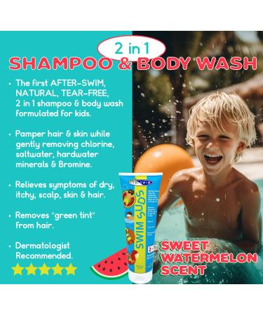 TRISWIM Swim Suds 2-in-1 Shampoo & Body Wash - Gentle Chlorine & Saltwater Removal | Kids Watermelon Scent for a Perfect Post-Swim Routine - Buy Online on SooperMarket.com