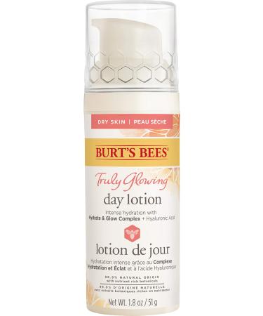 Burt's Bees Truly Glowing Hydrating Daily Face Lotion Face Cream Moisturizer for Dry Skin with Hyaluronic Acid 98.9% Natural Origin Developed with Dermatologists 51g Day Lotion for Dry Skin