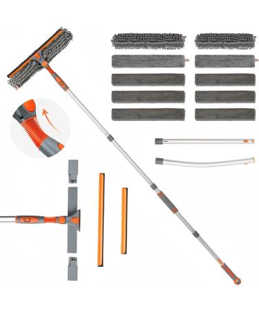 eazer Squeegee Window Cleaner 2 in 1 Rotatable Window Cleaning Tool Kit with Extension Pole, 62'' Telescopic Window Washing Equipment with Bendable and Adjustable Head for Indoor/Outdoor Car Glass