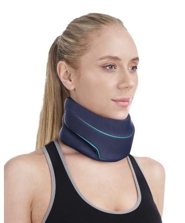 Neck Brace for Neck Pain and Support - Soft Foam Cervical Collar for Sleeping - Wraps Keep Vertebrae Stable and Aligned for Relief of Cervical Spine Pressure for Women & Men (Dark Blue-M) M Dark Blue