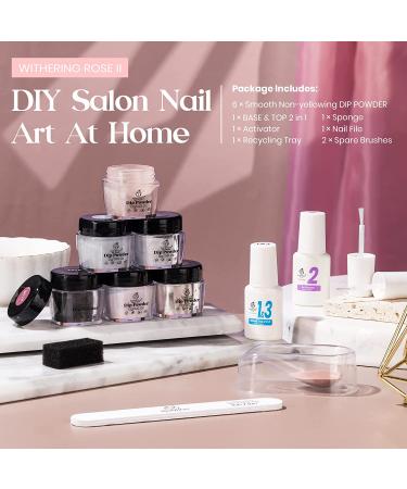 Beetles Dipping Powder Nail Starter Kit - 6 Color Set for French Manicure - Nail Art Kit with Essential Tools - Withering Rose II - Buy Online on SooperMarket.com