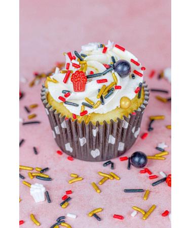 Movie Popcorn Sprinkles Edible Red and Black Confetti Cake Sprinkles Hollywood Movie Red Carpet Sprinkles for Cupcake Decorating Pearls Quin - Movie Cinema Sprinkles for Cake Decorating Decorations Movie Night - Buy Online on SooperMarket.com