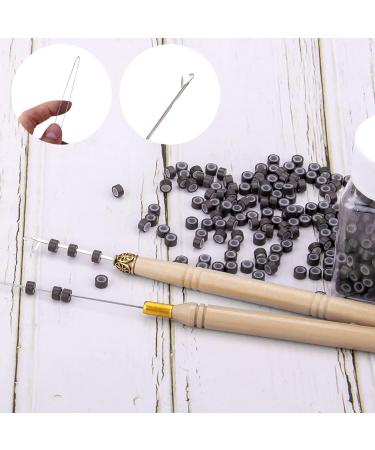 Duufin Dark Brown Microring Extensions Set - 500 Rings Pliers Needles Clips Comb & Mini Hair Gum for Perfect Hair Extensions - Buy Online on SooperMarket.com