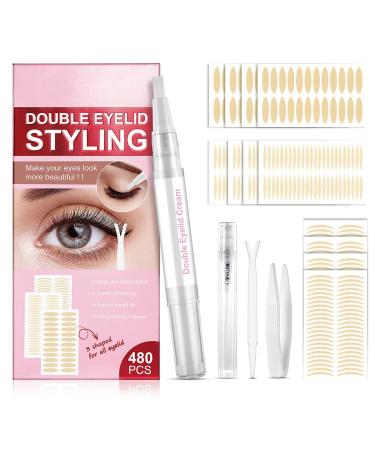 Eyelid Tape Eyelid Lifter Strips  Double Eyelid Tape for Hooded Eyes  Instant Eye Lift Tape for Droopy Lids  Invisible Double Eyelid Sticker  3Sizes 480 Pcs (Eyelid Tape)