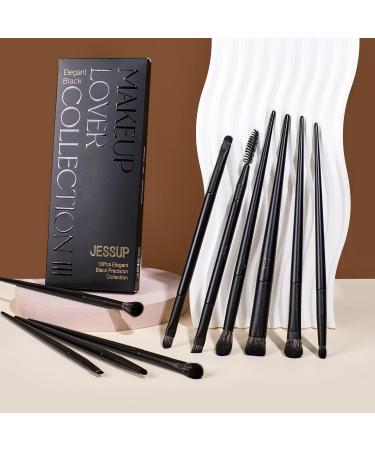 Jessup 10Pcs Eyeshadow Brush Set - Professional Eye Makeup Brushes for Blending, Liner, Crease & Brow - Elegant Black T337 - Buy Online on SooperMarket.com