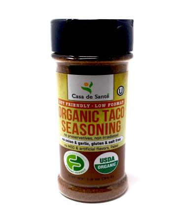 Organic Low FODMAP Certified Paleo Seasoning| No Onion No Garlic, Gluten-Free, No Sodium, No Carb, Keto, Kosher, All Natural, Non GMO, Non Irradiated Seasoning- Casa de Sante (Mexican/Taco Seasoning Mix)