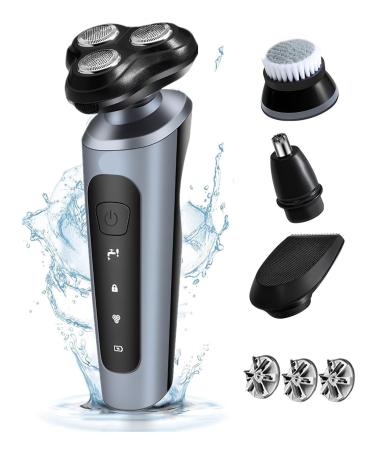 4 in 1 Electric Shaver for Men Electric Razor for Men Waterproof Electric Shaver for Men Beard Trimmer Nose Hair Trimmer Face Brush Cordless USB Rechargeable Wet Dry
