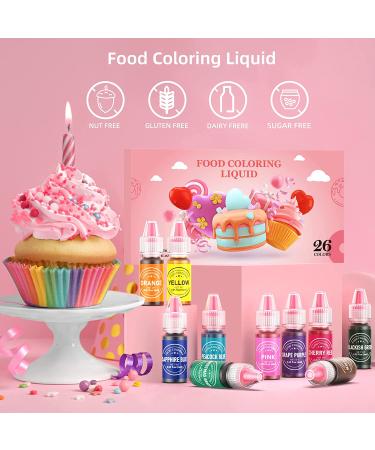 Food Coloring for Baking - 26 Vibrant Cake Food Coloring Liquid Set for Dessert Decorating  Food Grade Food Dye for Icing Fondant Cookies Easter Egg Making DIY Supplies Kit- 0.25 Fl. oz (6 ml)/Bottles - Buy Online on SooperMarket.com