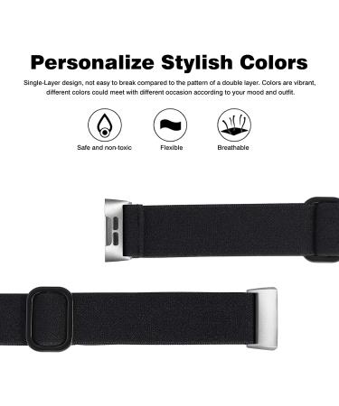 Witzon Adjustable Elastic Bands for Fitbit Charge 4/3/3SE - Breathable Fabric Pattern Replacement Strap for Women Men - Solid Black - Buy Online on SooperMarket.com