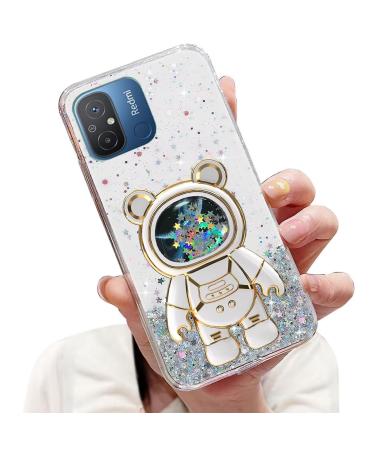 Tivenfezk Nadoli for Xiaomi Redmi 12c Treibsand B r Astronaut Hidden Stand Shell caricature glitter astronaut stand Soft silicone bling cell phone case transparent protective cover xiaomi redmi