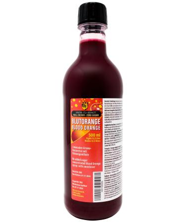 Zero Sugar Blood Orange Soda Syrup Concentrate 500 ml - Make 12.5 Litres of Sugar-Free Soft Drink by Adding Flavouring to Carbonated Sparkling Fizzy Water Zero Blood Orange