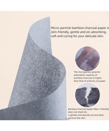 100pcs Bamboo Charcoal Oil Blotting Sheets - Portable Absorption Paper & Makeup Puff with Mirror Case for Oily Skin - Does Not Remove Makeup - Buy Online on SooperMarket.com