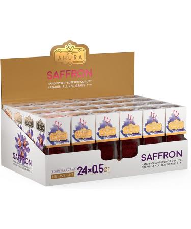 Ahura Finest Natural Saffron Threads - Pure Grade 1 All Red Saffron Spice - 0.5g Jar for Tea, Paella, Risotto, Pasta, Rice Cooking - No Additives | Pack of 1 - Buy Online on SooperMarket.com