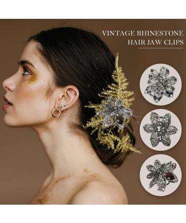 WSERE Set of 3 Mini Rhinestone Hair Jaw Clips for Women Girls - Non Slip Exquisite Claw Clip - Easy to Match - Multicolor - Pack of 3 - Buy Online on SooperMarket.com