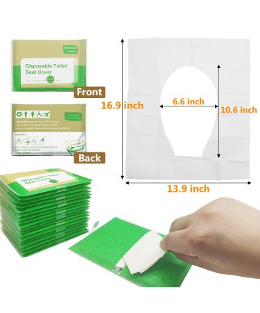 100 Disposable Flushable Toilet Seat Covers for Adults & Kids - Portable Travel Paper Cover Pack with Individually Wrapped Sheets - Buy Online on SooperMarket.com