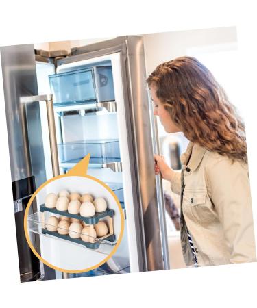 OSALADI Box Egg Carton Egg Holder Bandejas Para Comida Cutlery Tray Household Refrigerator Plastic re-usable Blue 22.3X10.1X8.9CM - Buy Online on SooperMarket.com