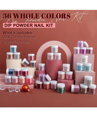 Lavender Violets 36 Colours Dip Nails Powder Starter Kit - Glitter Dipping Nail Powder Set for DIY Manicure M952 - Buy Online on SooperMarket.com