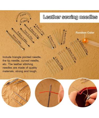Tikjiua 59 Pcs Leather Sewing Kit - Heavy Duty Needles & Thread for Upholstery Repair - Large-Eye Stitching Needles for Carseat, Boots, Sofa - Buy Online on SooperMarket.com