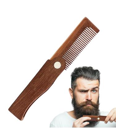 Natural Wooden Beard Comb for Men - Folded Mustache & Beard Brush | Antistatic Pocket Beard Care Tool - Buy Online on SooperMarket.com