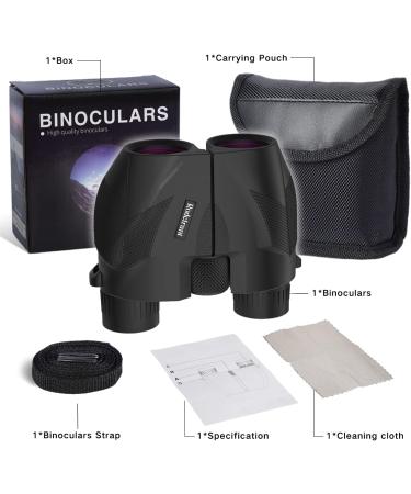Compact 15x25 Waterproof Binoculars for Adults and Kids - Low Light Vision, Easy Focus - Ideal for Bird Watching - Black - Buy Online on SooperMarket.com