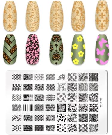 RUNRAYAY 2Pcs French Nail Stamp Plates Nails Art Stamping Plates Leaves Flowers Animal Nail Template Image Plate for Women Fashion Art Decoration - Buy Online on SooperMarket.com