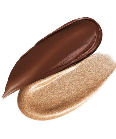 DE LANCI Contour Highlighter Stick Kit for Brown, Dark, Black Skin Tone - 2 PCS Cream Sticks with Brush - Face Illuminator & Bronzer - Moisturizing Shade Makeup - Buy Online on SooperMarket.com