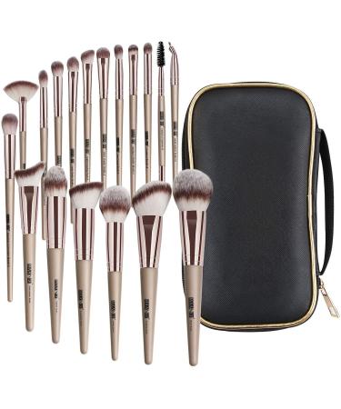 Brush set make-up 18 PCs Professional make-up brush set eyes shadow rouge travel kabuki face powder eyes make-up brush with case (champagne) champagne-mit etui
