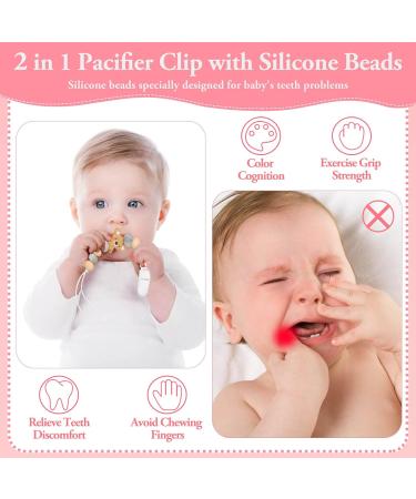 Soft Fexible Pacifier Clip Set - 4 Pack for Newborn Boy and Girl | Binky Holder Clips | Neutral Baby Shower & Christmas Gift - Buy Online on SooperMarket.com