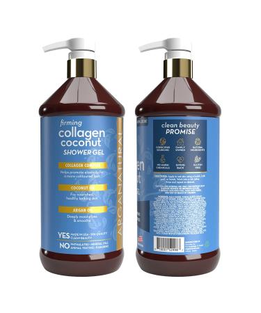 Arganatural Firming Collagen Coconut Shower Gel 2-Pack - 960ml/32 fl oz | Paraben-Free Bath Soap for Softening and Cleansing Skin - Pack of 2 - Buy Online on SooperMarket.com