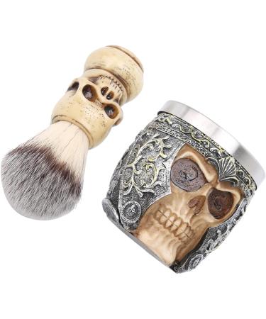 Chrees Men's Beard Shaving Set - Stainless Steel Bowl Skeleton Head Brush & Soap Dish for a Perfect Shave - Buy Online on SooperMarket.com