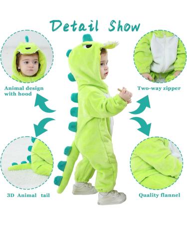 Doladola Baby Hooded Dinosaur Romper | 18-24 Months Emerald Green Onesie - Buy Online on SooperMarket.com