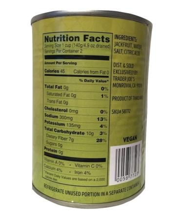 Trader Joe's Green Jackfruit in Brine - Vegan Meat Alternative - 14oz - Buy Online on SooperMarket.com