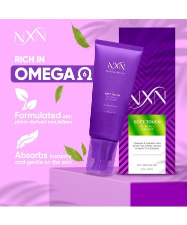 NXN Gel-to-Milk Facial Cleanser | Gentle Daily Wash for Hydrating Dry & Sensitive Skin | Fresh Scent - 2 Fl Oz - Buy Online on SooperMarket.com