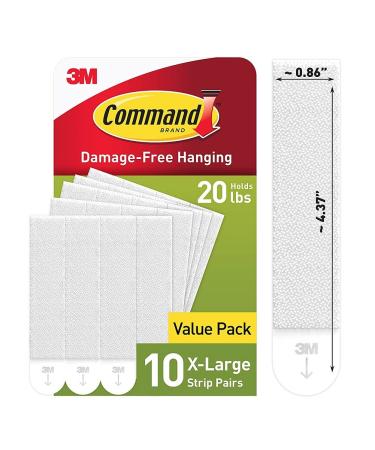 Command 20 Lb XL Heavyweight Picture Hanging Strips  Damage Free Hanging Picture Hangers  Heavy Duty Wall Hanging Strips for Living Spaces  10 White Adhesive Strip Pairs Heavy Duty 10 Pairs