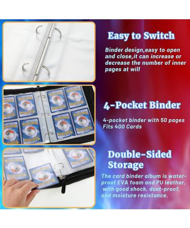 Card Binder Trading Cards Case with 55 Sleeves - 4-Pocket Holder for 440 TCG & Sports Cards Collection - Buy Online on SooperMarket.com