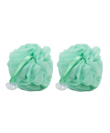 Bodylife Body Buffer Puff Exfoliating Bath & Shower Body Pouf Scrunchie Body Scrubber Green & White 55g Twin Pack