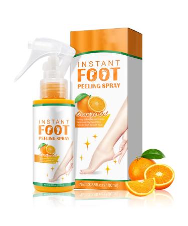 Tongyend Foot Peel Spray Foot Mask Orange Oil Instant Hydrating Nourish Foot Peeling Spray Exfoliator For Cracked Rough Heels & Calluses on Feet Elbows Toes Fingers (Orange)