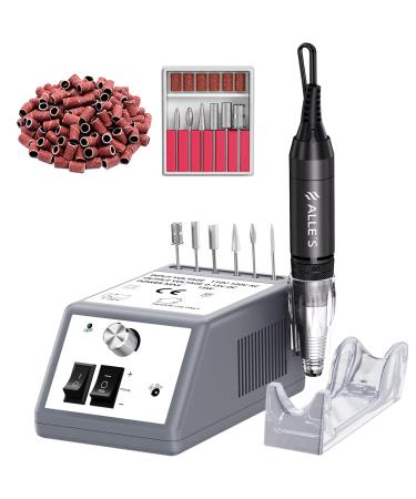 All's nail cutter electrical nail cutter professional electrical nail file 30 000 rpm Efile buffer manicure grinding tools for acrylic nails with nail drill set and grinding straps (gray) 3.Grey-30000 rpm