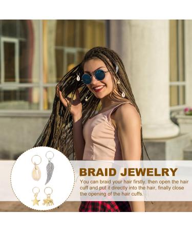 KALLORY 21 Pieces Dreadlock Jewelry Alloy Hair Braid Charms Hair Rings Shell Jewels Hair Decoration for Braiding Hair - Buy Online on SooperMarket.com
