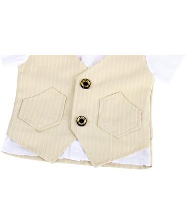 AmzBarley Baby Boys Gentlemans Suit | Dress Shirt, Pants, Vest, Bowtie Rompers | Khaki 6-12 Months - Buy Online on SooperMarket.com