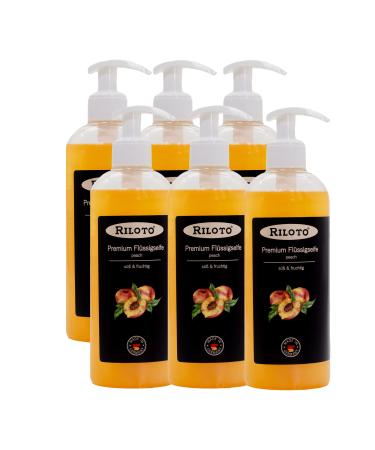Lorito premium liquid soap peach 6 x 500 ml liquid hand soap in pumping bags cream soap vegan soap for sensitive skin and allergy sufferers