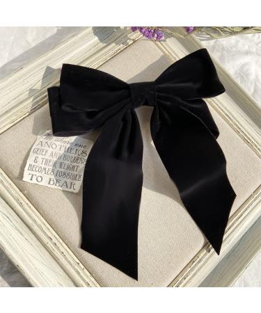 Black Velvet Hair Bow Clips for Women and Girls - French Barrettes Hair Pins with Large Bowknot Design - Buy Online on SooperMarket.com