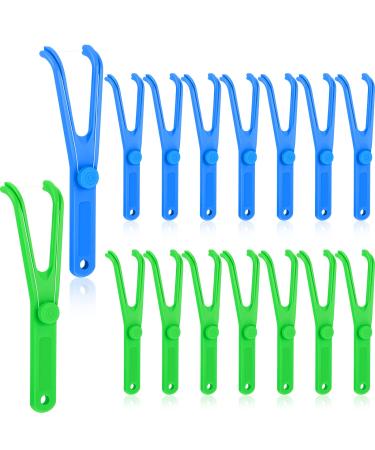 Chengu 16 Pieces Dental Floss Holder Reusable Flosser Reusable Floss Handle Holder Flossmate Handle for Oral Clearing (Blue Green)