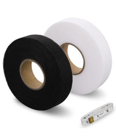 Prasacco 2 Rolls Hem Tape, Iron on Hemming Tape for Pants, No Sew Hemming Tape with Soft Ruler, Fabric Tape for Clothes Jeans Dresses Pants, Each 60 Yards, 2cm, Black White