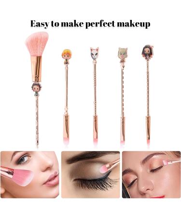 Metal Handle Demon Slayer Anime Makeup Brush Set - 5pcs Pink Gift for Girls & Women - Buy Online on SooperMarket.com